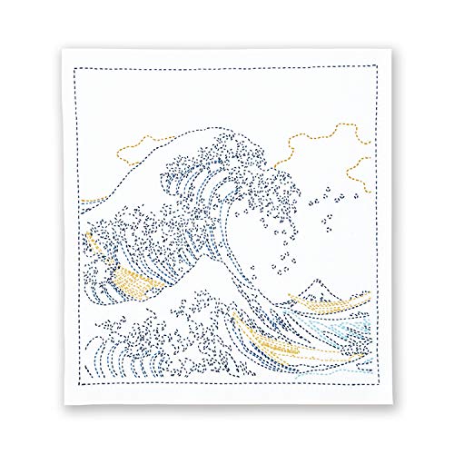 Olympus Thread Sashiko Stickpackung Hana Fukin Hokusai Katsushika“-Serie Die große Welle von Kanagawa. Stoff bedruckt von olympus