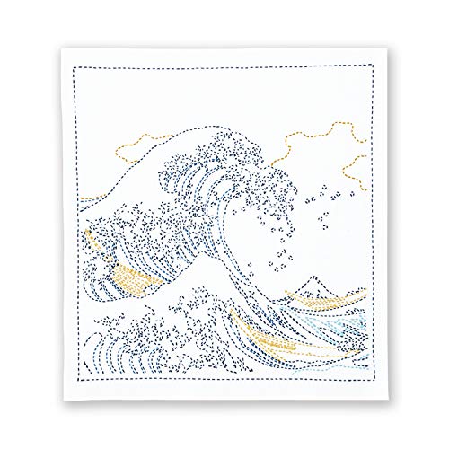 Olympus Thread Sashiko Stickpackung Hana Fukin Hokusai Katsushika“-Serie Die große Welle von Kanagawa. Stoff bedruckt Olympus Thread Sashiko Stickpackung Hana Fukin Hokusai Katsushika“-Serie Die große Welle von Kanagawa. Stoff bedruckt von Olympus Thread
