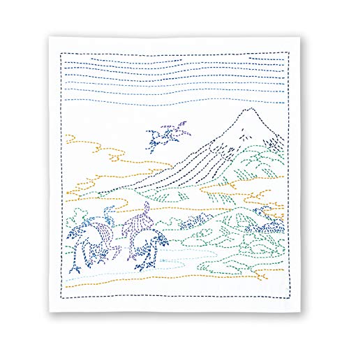 Olympus Thread Sashiko Stickpackung Hana Fukin Hokusai Katsushika Serie Umezawa Hamlet-Felder in der Provinz Sagami Stoff bedruckt von olympus
