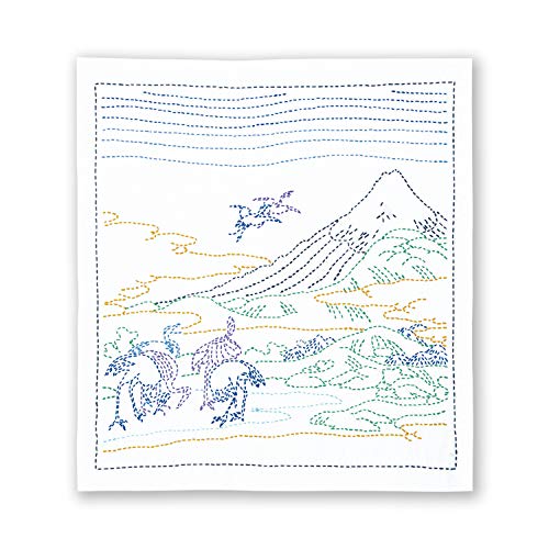 Olympus Thread Sashiko Stickpackung Hana Fukin Hokusai Katsushika Serie Umezawa Hamlet-Felder in der Provinz Sagami Stoff bedruckt, Multifarbig von Olympus