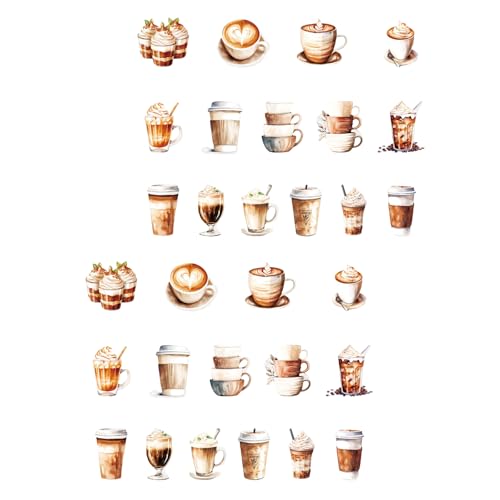 30 Sheets Coffee House Serie Dekorative Aufkleber Laptop Aufkleber Kaffeemädchen Charakter Aufkleber Aufkleber Aufkleber Aufkleber von omiinitio
