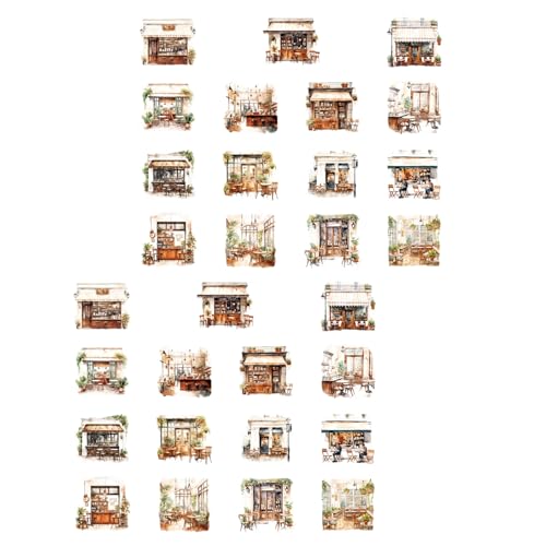 30 Sheets Coffee House Serie Dekorative Aufkleber Laptop Aufkleber Kaffeemädchen Charakter Aufkleber Aufkleber Aufkleber Aufkleber von omiinitio