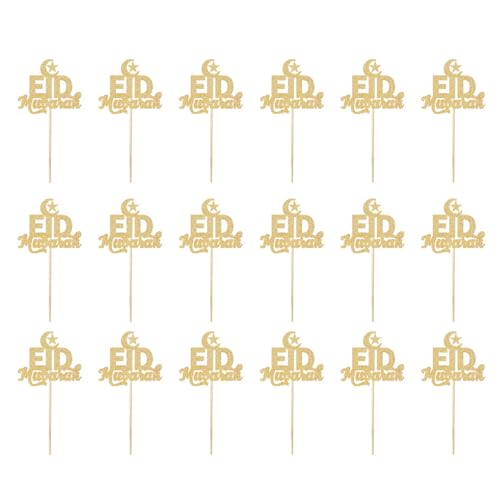 Set Von 18 Eid Mubaraks Kucheneinsätze Cupcake Toppers Gold Glitzer Papierkuchen Dekorationen Backbegeisterte Lieferungen von omiinitio