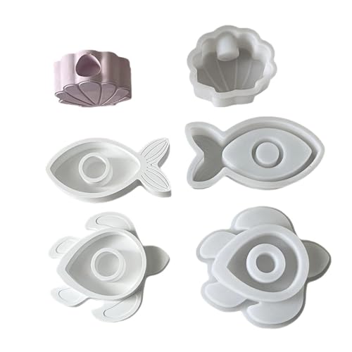 Silicon Teelight Kerzenform 3PCS Strandstile Muschelschildkröten Fischformen Crafting Werkzeug Für Kreative Projekte Wiederverwendbare Kerzenform von omiinitio