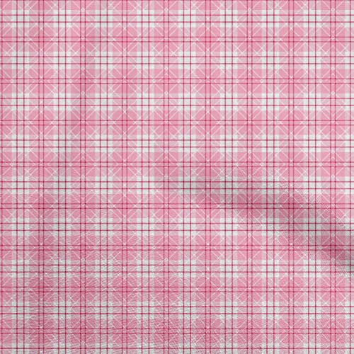 oneOone Baumwoll Flex Stoff In Hellrosa, Kariert, Diy Kleidung, Quiltstoff, Bedruckter Stoff, Meterware, 40 Zoll Breit von oneOone