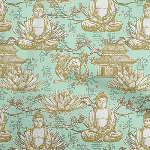 oneOone Baumwoll Flex Stoff In Meeresgrün, Asiatischer Buddha, Diy Kleidung, Quiltstoff, Druckstoff, Meterware, 40 Zoll Breit oneOone Baumwoll Flex Stoff In Meeresgrün, Asiatischer Buddha, Diy Kleidung, Quiltstoff, Druckstoff, Meterware, 40 Zoll Breit von oneOone