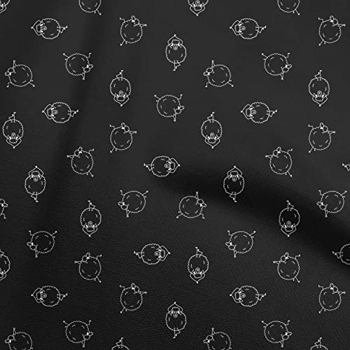 oneOone Polyester Spandex Stoff In Schwarz, Yoga Schaf Nähstoff, Meterware, Bedruckt, Diy Kleidung, Nähzubehör, Zwei Zoll Breit von oneOone