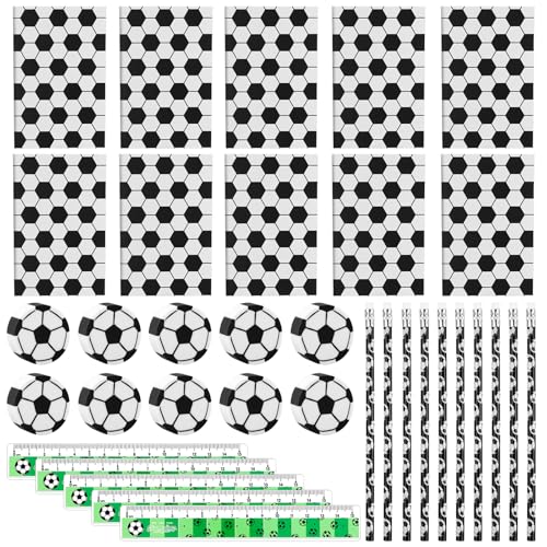 oneant Fußball-Schreibwaren-Partytüten-Set, Bleistifte mit Radiergummi, Notizblock, Notizblock, Lineal, Fußball, Radiergummi, Füllstoffe, Gastgeschenke für Schule, Büro, Geschenke, Sport, Thema oneant Fußball-Schreibwaren-Partytüten-Set, Bleistifte mit Radiergummi, Notizblock, Notizblock, Lineal, Fußball, Radiergummi, Füllstoffe, Gastgeschenke für Schule, Büro, Geschenke, Sport, Thema von oneant