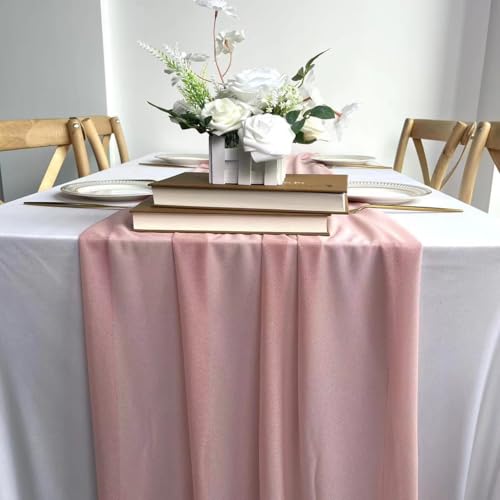 onefitow Chiffon-Tischdecke 30 x 120 cm, transparent, für Geburtstagsfeiern, Thanksgiving, Babyparty, Hochzeit, (Dirty Pink) von onefitow