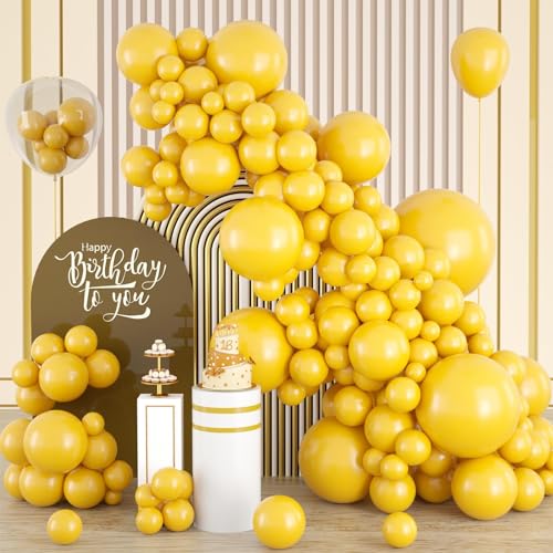 Gelbe Luftballons, gelber Ballonbogen, 120 Stück gelbe Ballonbogen-Girlanden-Set, 12,7 cm, 25,4 cm, 30,5 cm, 45,7 cm, gelbe Ballon-Party-Luftballons, Dekorationen für Babyparty, gelbes Thema, von onehous