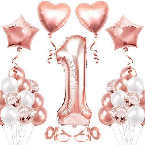 Luftballon 1. Geburtstag Rosegold, Geburtstagsdeko Mädchenn 1 Jahr, Happy Birthday Folienballon, Deko 1 Geburtstag Mädchenn, Riesen Folienballon Zahl 1, Ballon 1 Deko zum Geburtstag von onehous