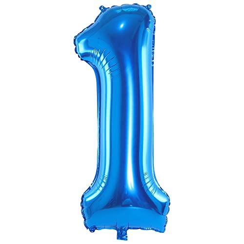 Luftballon Geburtstag Zahl 1 Blau, 100 cm Riesen Folienballon Zahl 1, Geburtstagsdeko Blau Junge, Fliegt mit Helium, Ballon Zahl Deko zum 1. Geburtstag, Hochzeit, Jubiläum, Fest, Party Dekoration von onehous