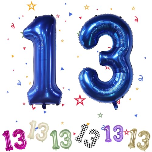 Navy Blau Luftballon 13, 40" 13. Geburtstag Junge, Luftballon 13. Geburtstag, Blau Zahlenballon, Marineblau Folienballon 13, Dunkelblau Ballon 13 Geburtstag für 13 Jahre Junge Babyparty Geburtstags von onehous