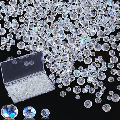 1200 Stück Glasperlen für Armbänder Set, Glass Beads Glänzend Glasperlen zum Auffädeln für DIY Schmuckherstellung Armbänder Halskette Schlüsselanhänger Handwerk von oooaooo