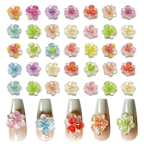 150 Stück 3D Blumen Nagel Charms Nägel Zubehör, Nailart Blumenmuster Nails Charms Luminous Flower Nail Art Bunte Deko Steinchen Flowers Nail Rhinestones (16 Farben) von oooaooo