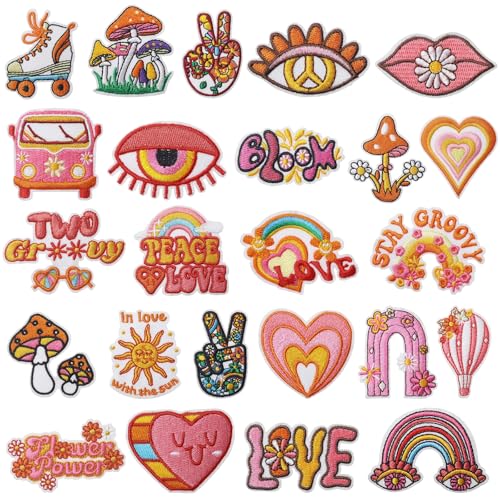 24 Stück Patches zum Aufbügeln, Flicken zum Aufbügeln, DIY Aufbügel Patches, Einfache Anwendung Vielfältige Designs Geeignet für Kleidung Mützen Rucksäcke Jacken und Jeans von oooaooo