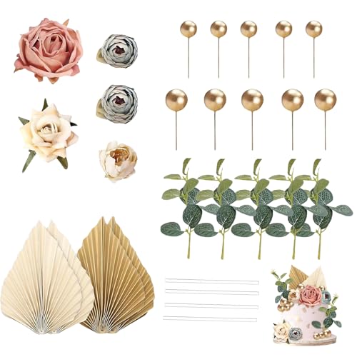 28 Stück Tortendeko Blumen, Torten Deko Mädchen, Kuchen Deko Geburtstag, Blumen Für Torte Cake Topper für Babyparty Hochzeitstorte Geburtstag Kommunion Taufe Party von oooaooo