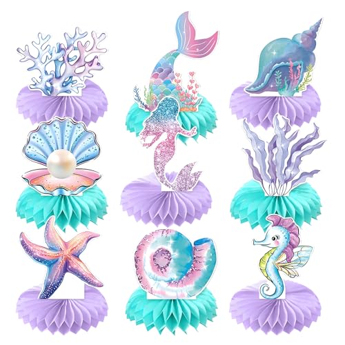 9 Stück Deko Meerjungfrau Kindergeburtstag Set, Meerjungfrau Deko Kindergeburtstag Meerjungfrauen Geburtstag Mermaid Geburtstag Party Unterwasserwelt Geburtstagsdeko Meerjungfrauen von oooaooo