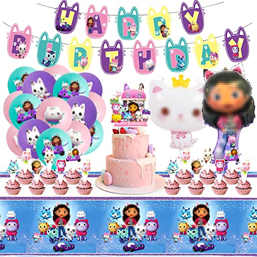 44 Stück Luftballons Geburtstag Dekoration Set,Happy Birthday Banners,15 Latex Ballons,2 Folienballon Party Dekoration,25 Cake Topper,Tischtücher,Thema Party Dekoration,Geburtstag Partyzubehör von oosheon
