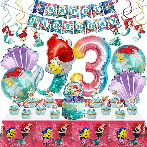 Mermaid Geburtstagsdeko 3 Jahre, Meerjungfrau Folienballon, Meerjungfrau Luftballon Deko, Meerjungfrau Kuchen Deko, Meerjungfrau Geburtstagsdeko, Geburtstagsdeko Mädchen von oosheon