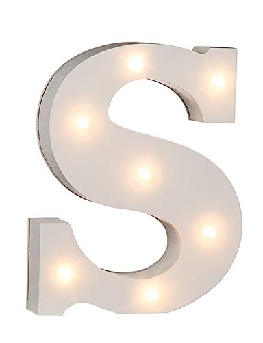 Holz Buchstabe "S" beleuchtet mit 7 LED Lichtern, batteriebetrieben, ca. 16 cm, Weiß Holz Buchstabe "S" beleuchtet mit 7 LED Lichtern, batteriebetrieben, ca. 16 cm, Weiß von ootb