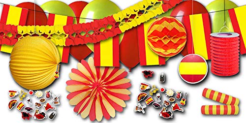 Spanien Grundausstattung Länderparty Dekoset rotgelb - Spanien Länderdeko für Fasching, Karneval, Geburtstage, Mottoparty, etc. von ORDENO