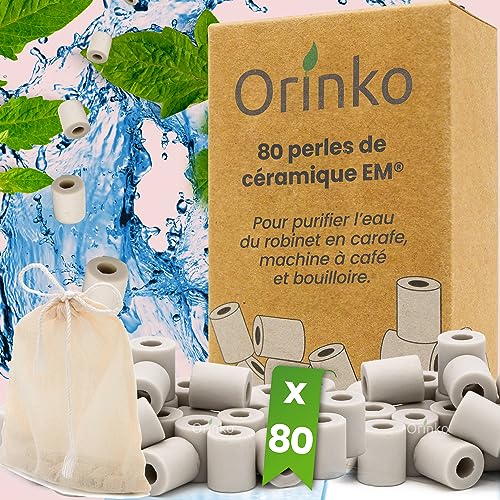 Orinko - 80 Keramikperlen EM® - Verbessern die Wasserqualität - Reduzieren Kalkablagerungen - Geeignet für Waschmaschine und für 2 Dekanter, Flaschen, Kürbisse, Kaffeemaschine, Wasserkocher von orinko
