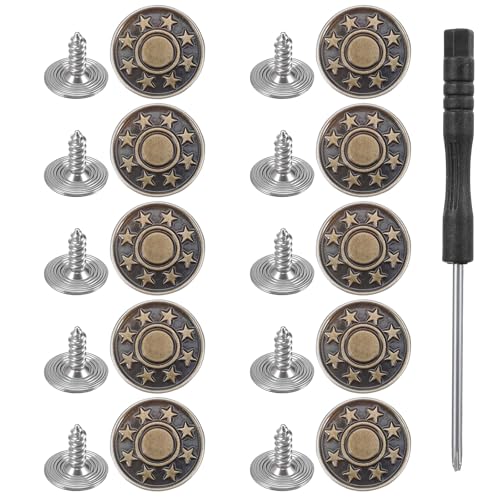 Oruola 10 Stück Jeans Knöpfe,Jeansknopf Ohne Nähen,Jeans Knöpfe Ohne Nähen aus Metall für Abnehmbare,Verstellbare Hosenknöpfe für Jeans,DIY Jeans Buttons mit Schraubendreher Oruola 10 Stück Jeans Knöpfe,Jeansknopf Ohne Nähen,Jeans Knöpfe Ohne Nähen aus Metall für Abnehmbare,Verstellbare Hosenknöpfe für Jeans,DIY Jeans Buttons mit Schraubendreher von oruola