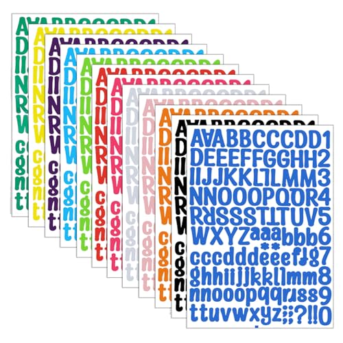 Oruola 12 Blätter Klebebuchstaben Bunt,Buchstaben Sticker,Buchstaben Aufkleber,Selbstklebende Vinyl Alphabet Aufkleber,Bunte Buchstabe zum Aufkleben für DIY Kunsthandwerk,Scrapbooking von oruola