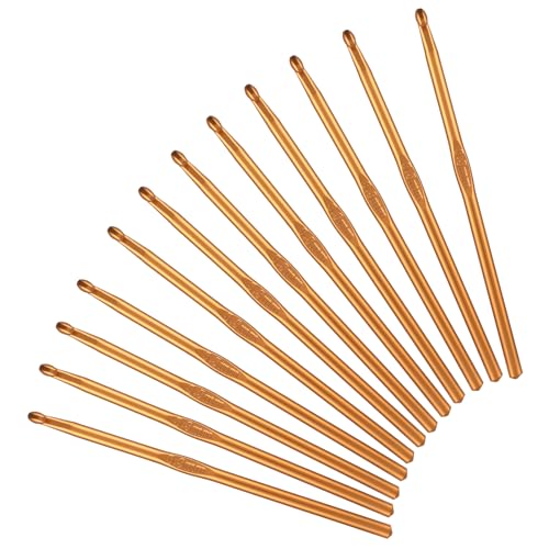 Oruola 12 Stück 5.5 mm Häkelnadeln,Häkelnadelset,Crochet Hook für DIY-Wollhandwerk,Stricknadeln und Häkelnadeln Setfür Erwachsene,Kinder,Anfänger,Goldene Aluminiumoxid Häkelnadel Ergonomisch von oruola