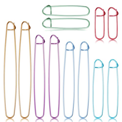 Oruola 12 Stück Maschenhalter,Maschenhalter Stricken,Bunte Zinklegierung Maschenraffer,Aluminium Stichhalter zum Stricken,Maschenhalters Seil für Selbstgemachte Decken,Schals,Pullover von oruola