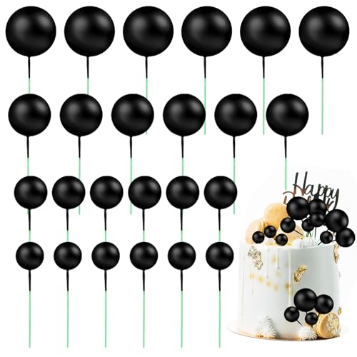 Oruola 24 Stück Kugel-Kuchenaufsätze, 4 Größen, schwarze Schaumstoff-Kugeln, Kuchendekoration, Hochzeitstortenaufsätze für DIY-Dekoration, Hochzeit, Babyparty, Geburtstag, Party, Jahrestag, Oruola 24 Stück Kugel-Kuchenaufsätze, 4 Größen, schwarze Schaumstoff-Kugeln, Kuchendekoration, Hochzeitstortenaufsätze für DIY-Dekoration, Hochzeit, Babyparty, Geburtstag, Party, Jahrestag, von oruola