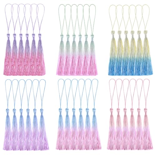 Oruola 36 Stück Mini Quasten Anhänger,13 cm Lesezeichen Quasten,Seidig Handgefertigt Weiche Mini Quaste,Bunte Quastens mit Aufhängung für Crafts Schlüsselanhänger DIY Schmuck Zubehör Oruola 36 Stück Mini Quasten Anhänger,13 cm Lesezeichen Quasten,Seidig Handgefertigt Weiche Mini Quaste,Bunte Quastens mit Aufhängung für Crafts Schlüsselanhänger DIY Schmuck Zubehör von oruola