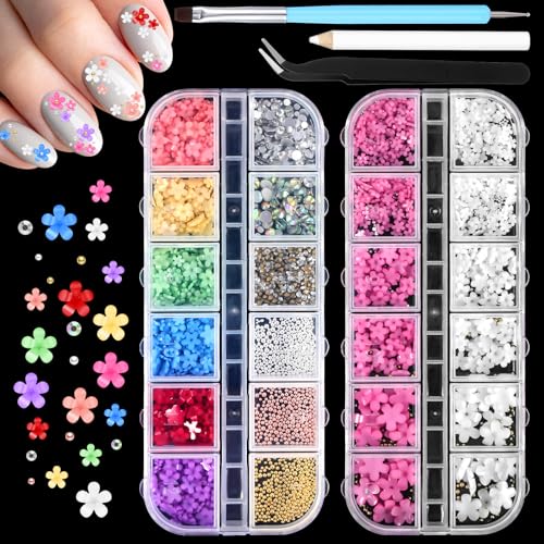 Oruola 3D Blume für Nägel,2 Boxen 3D Nagel Art Charm,3D Blume Nagel Charms Glitzer Edelstein Dekorations Rhinestones Perlen Nagel Dekorationen mit Pickup & Dotting Tools,Nagelschmuck für Gelnägel Oruola 3D Blume für Nägel,2 Boxen 3D Nagel Art Charm,3D Blume Nagel Charms Glitzer Edelstein Dekorations Rhinestones Perlen Nagel Dekorationen mit Pickup & Dotting Tools,Nagelschmuck für Gelnägel von oruola