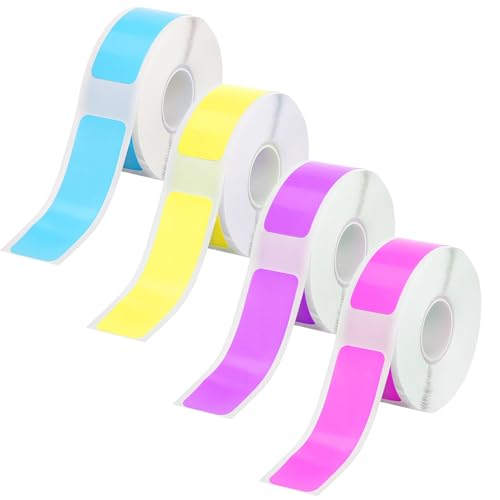 Oruola 4 Rollen Prt Qutie Etikettenband,Katasymbol Etikettenband,Labels Rolls für Office,Haus,Schule,12x40mm Etiketten Rolle,Wasser und Ölbeständig,Kompatibel Selbstklebende Etiketten(4 Farben) von oruola