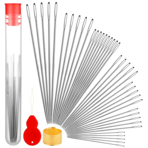 Oruola 40 Stück Nähnadeln mit Großem öhr,Leder Nähen Nadel,Sticknadeln Wollnadeln,Stopfnadeln für Webarbeit,Stricken,Sticken,Nähen,mit Fingerhutring und Nadeleinfädelhilfe Oruola 40 Stück Nähnadeln mit Großem öhr,Leder Nähen Nadel,Sticknadeln Wollnadeln,Stopfnadeln für Webarbeit,Stricken,Sticken,Nähen,mit Fingerhutring und Nadeleinfädelhilfe von oruola