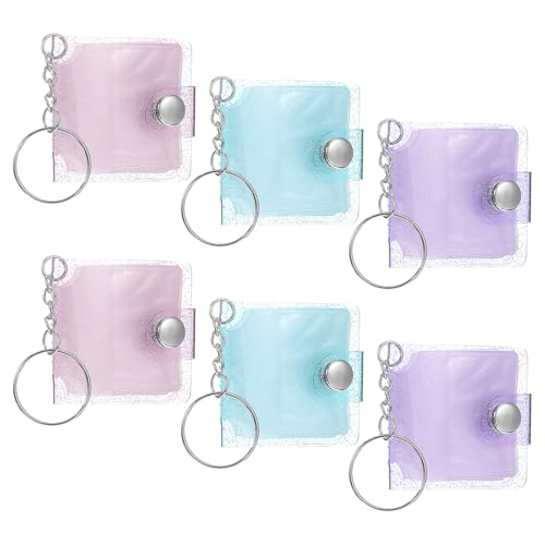 Oruola 6 Stück Mini-Fotoalbum,Fotobuch Schlüsselanhänger,Mini Fotobuch,Mini Album Keychain,Tragbares Fotoalbum für 1-Zoll-Fotos für DIY und Geschenke,Fotoerinnerungen (Rosa&Blau&Lila) von oruola