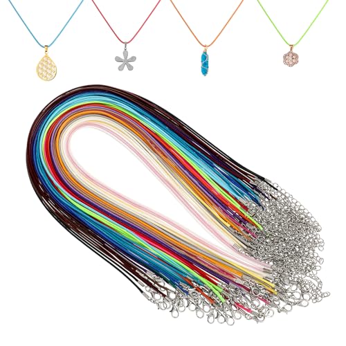 Oruola 60 Stücke Lederband Kette,Kettenband,Farbe Schnur für Ketten DIY Halskette Armbandanhänger,Gewachste Halskette Cord,DIY Handyanhänger zum Unisex Personalisierte Geschenke (42.5-48cm) von oruola