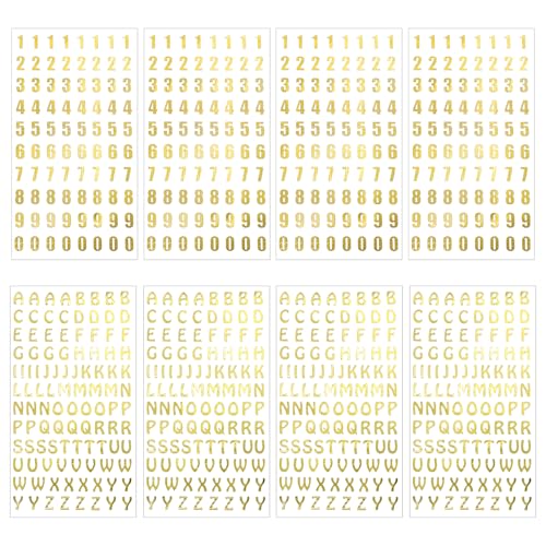 Oruola 8 Blätter Buchstaben Sticker Gold,Klebebuchstaben Gold,Selbstklebende Aufkleber Buchstaben Zahlen Glitzer Golden für Bastelarbeiten,Kunst,Sammelalben,Grußkarten,Pinnwände,Klassenzimmer von oruola