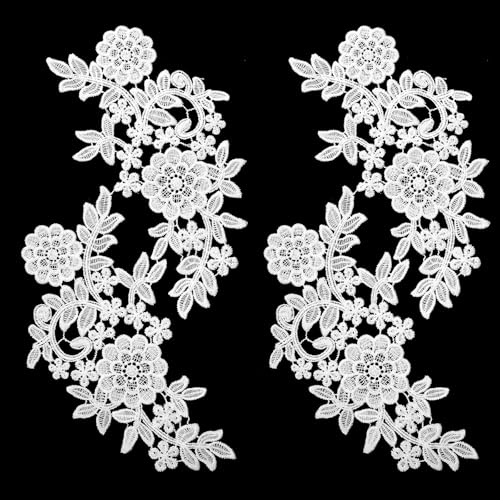Oruola Spitzenapplikationen, 3D-Blumenstickerei, Vintage-Applikation, Polyester, einfarbig, bestickte Spitze für DIY-Kleidung, Hochzeitskleid, Dekoration, Weiß, 4 Stück von oruola