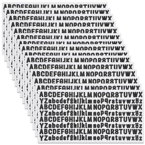 oruola 15 Blätter Buchstaben Aufkleber,Klebebuchstaben,Klebebuchstaben Wetterfest Schwarz,Selbstklebende Vinyl Buchstaben Zahlen Aufkleber Klein für Postkasten,Schilder,Fenster,Tür,Autos von oruola