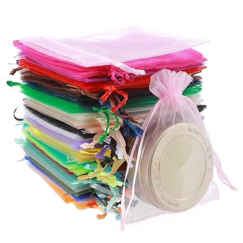 oruola 46 Stück Organza Säckchen Klein,Organzabeutel,23 Farben Schmucksäckchen,9x12CM Geschenkbeutel für Schmuck Süßigkeiten Party Weihnachtsfest,Hochzeit Geschenk Organza Säckchen von oruola