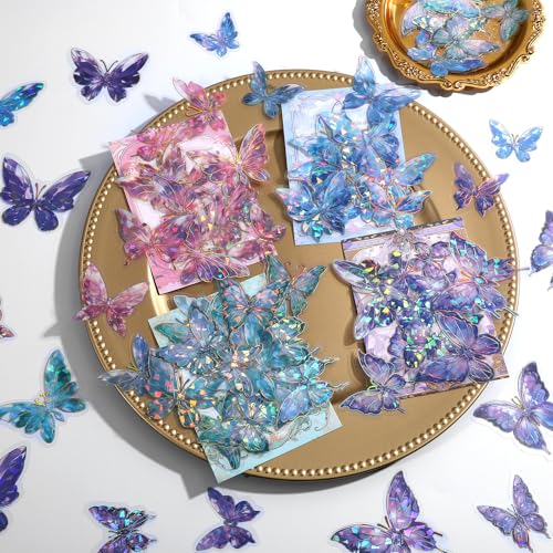 oruola 80 Stück Schmetterling Sticker,Schmetterling Hologramm Set,Sticker Schmetterlinge für DIY Handyhülle Dekoration,Wasserfest 3D Schmetterlinge zum Kleben,Holographic Stickers oruola 80 Stück Schmetterling Sticker,Schmetterling Hologramm Set,Sticker Schmetterlinge für DIY Handyhülle Dekoration,Wasserfest 3D Schmetterlinge zum Kleben,Holographic Stickers von oruola