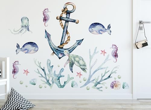 Osomhome |Wandtattoo Kinderzimmer Wandsticker | Wanddeko Babyzimmer | Schlafzimmer Junge Mädchen Selbstklebend (Korallenriff, XL) von osomhome