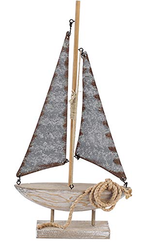 maritime Holz Serie grau-weiss ┼ Schiff/Segler ┼ Leuchtturm ┼ Rettungsring ┼ Bilderrahmen ┼ Deko - Nautic (Schiff Holz/Blech 38cm) von osters muschel-sammler-shop