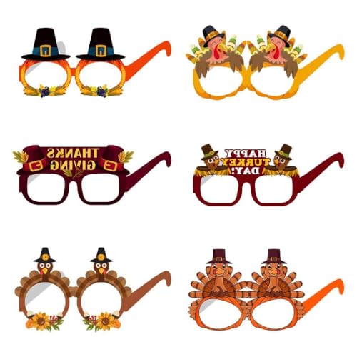 oueyfer Cartoon-Party-Brillenrahmen, Thanksgiving, lustige Fotografie-Requisiten, Neuheit, Thanksgiving, Party-Dekorationen, Neuheit, Brillen, Papierbrillen, Rahmen, Themen-Spaß von oueyfer