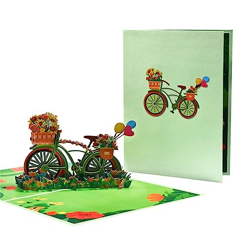 oueyfer Fahrrad-3D Popup Karte Blumenkorb Grußkarte Mit Umschlag Für Frau Mutter Geburtstagskarten Outdoor Reisekarte Fahrradkarte von oueyfer