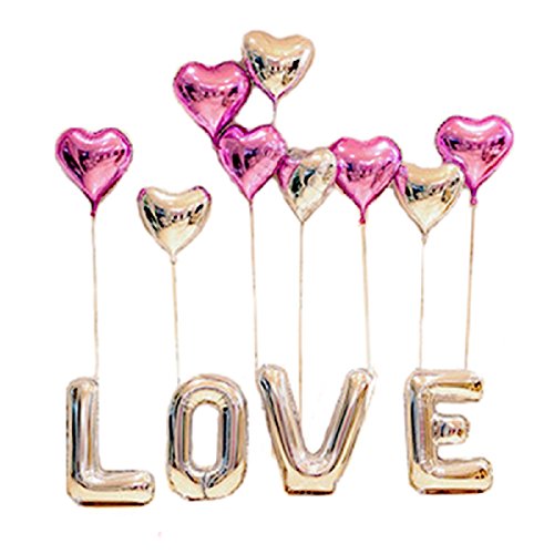 our fantasy time Super romantische“Love”und Herzchen Luftballon Set, ideal als Deko zur Hochzeit, zum Valentinstag oder zum Antrag, Aluminiumfolie Ballons, Folienballon, Helium Ballons, (SET07) von our fantasy time