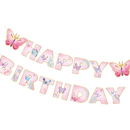 our fave 1 Set Schmetterling Geburtstag Party Dekoration Set Teller Servietten Becher Flaggen Hängende Wirbel Teller Einladungskarten Optional von our fave