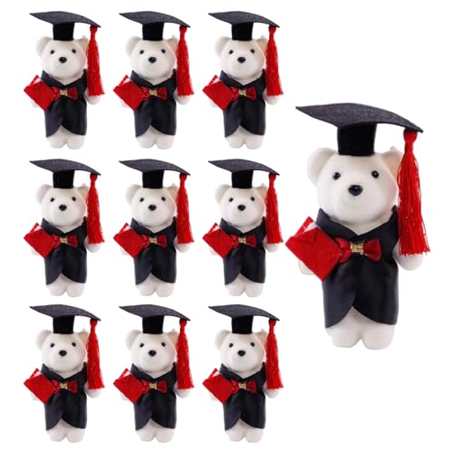 our fave 10 Stück Abschlusspuppen Bachelor Plüschbär mit Hut und Kleidern für Absolventen und Lehrer, Abschlussfeiern, Geschenke von our fave